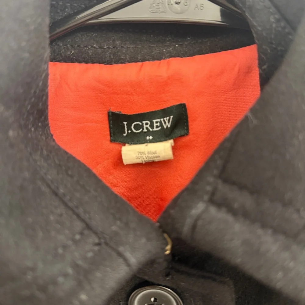 J. Crew Black Wool Blend Pea Coat with Button Front